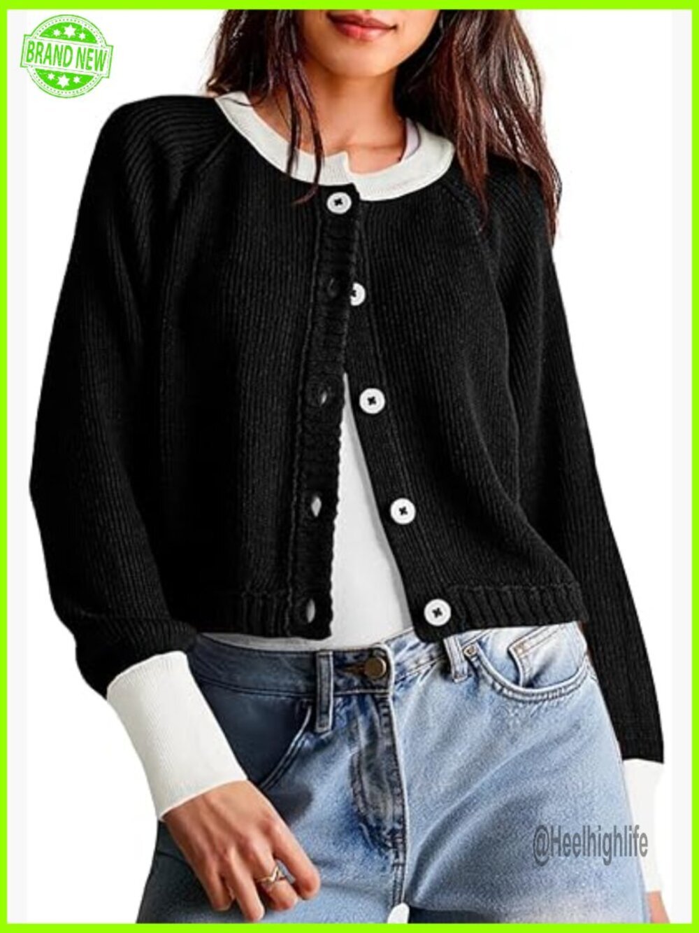 Cropped Cardigan Sweater Button Down Open Front Long Sleeve Knit Coat